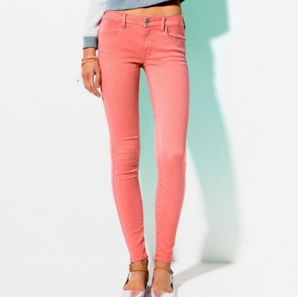 American Eagle Outfitters Denim - American Eagle Womens Pink Salmon Skinny Jean's 4